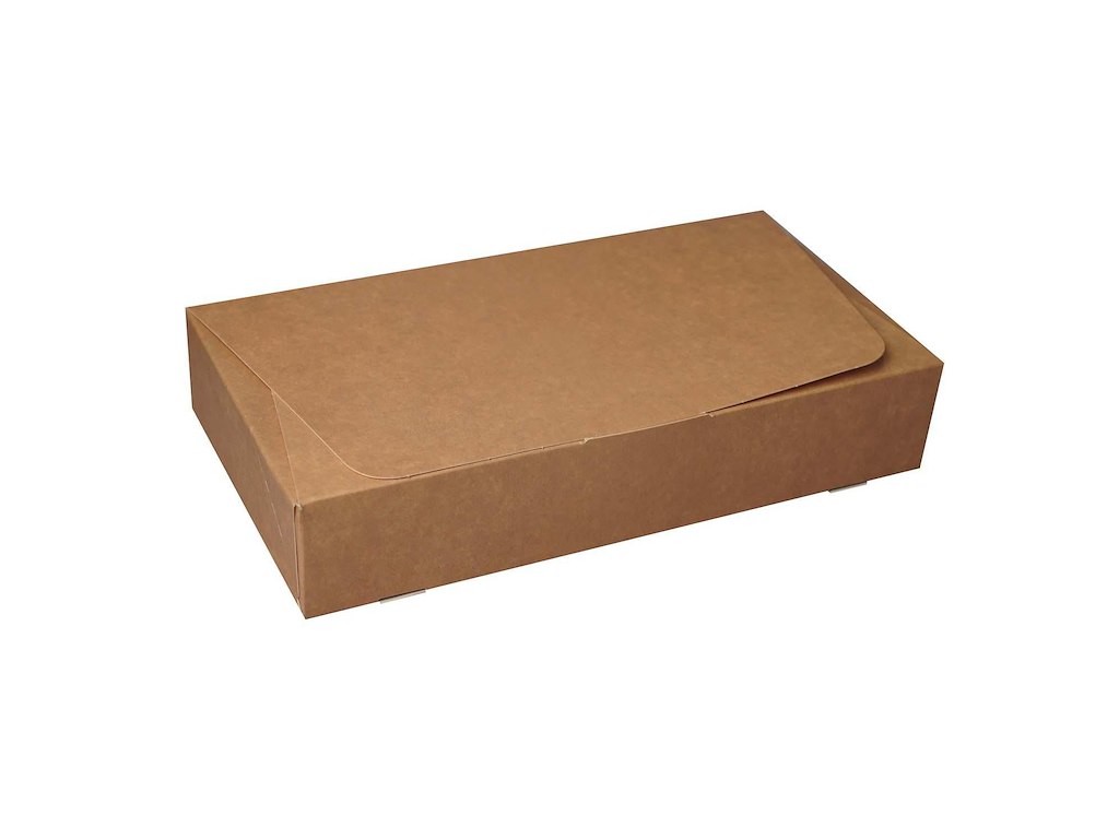 Smørrebrødsæske L321xB170xH60mm Karton Hvid/Brun