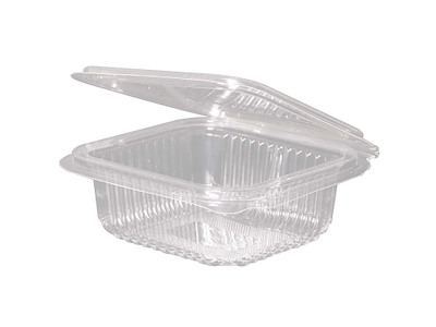 Plastbæger 250 ml 126x117x43 mm Firkantet Hængslet låg Bionedbrydelig PLA Klar