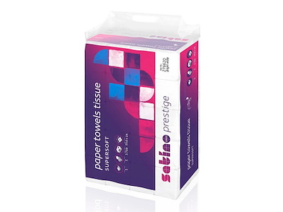 Håndklædeark Satino Prestige Z-Fold 2-lag L24xB20.6xD8cm Nyfiber Hvid