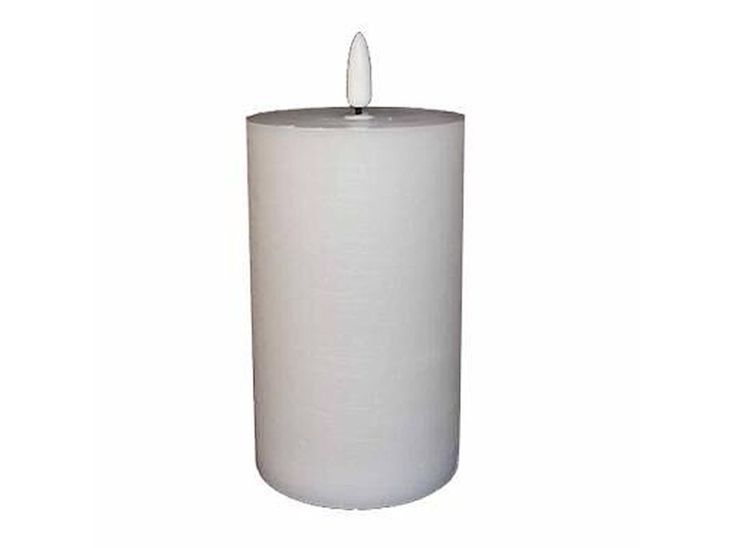 LED bloklys 7.5x10 cm med 3D flamme Hvid