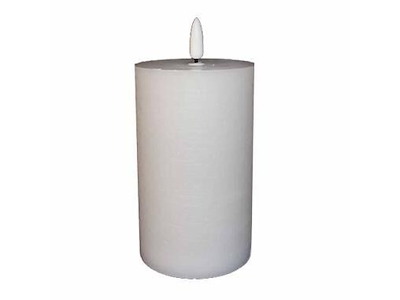 LED bloklys 7.5x10 cm med 3D flamme Hvid