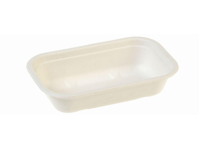 Bakke Rektangulær 1000ml L22.9xB15.3xH5.7cm Bagasse Bionedbrydelig Hvid