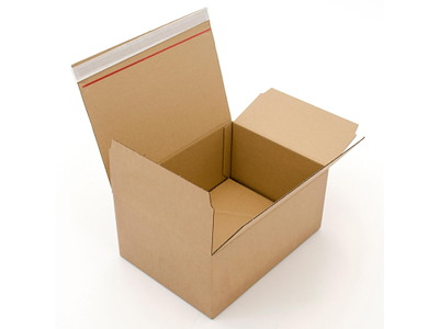Papkasse L380xB285xH285/245/205mm med Easy open Peal & Seal brun