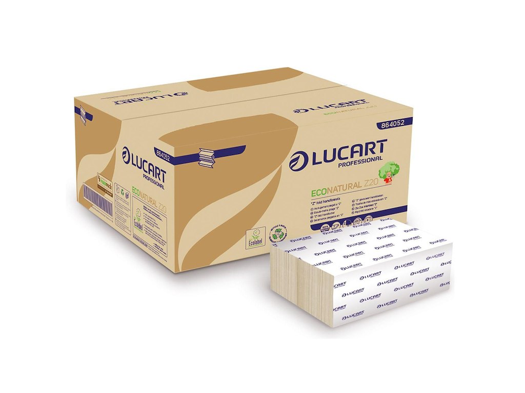 Håndklædeark Lucart EcoNatural Z-Fold 2-lag L24xB20xD8cm Genbrug Natur