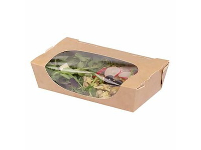 Salatbakke 1000ml L120/100xB200/180xH50mm L Pap med PE brun