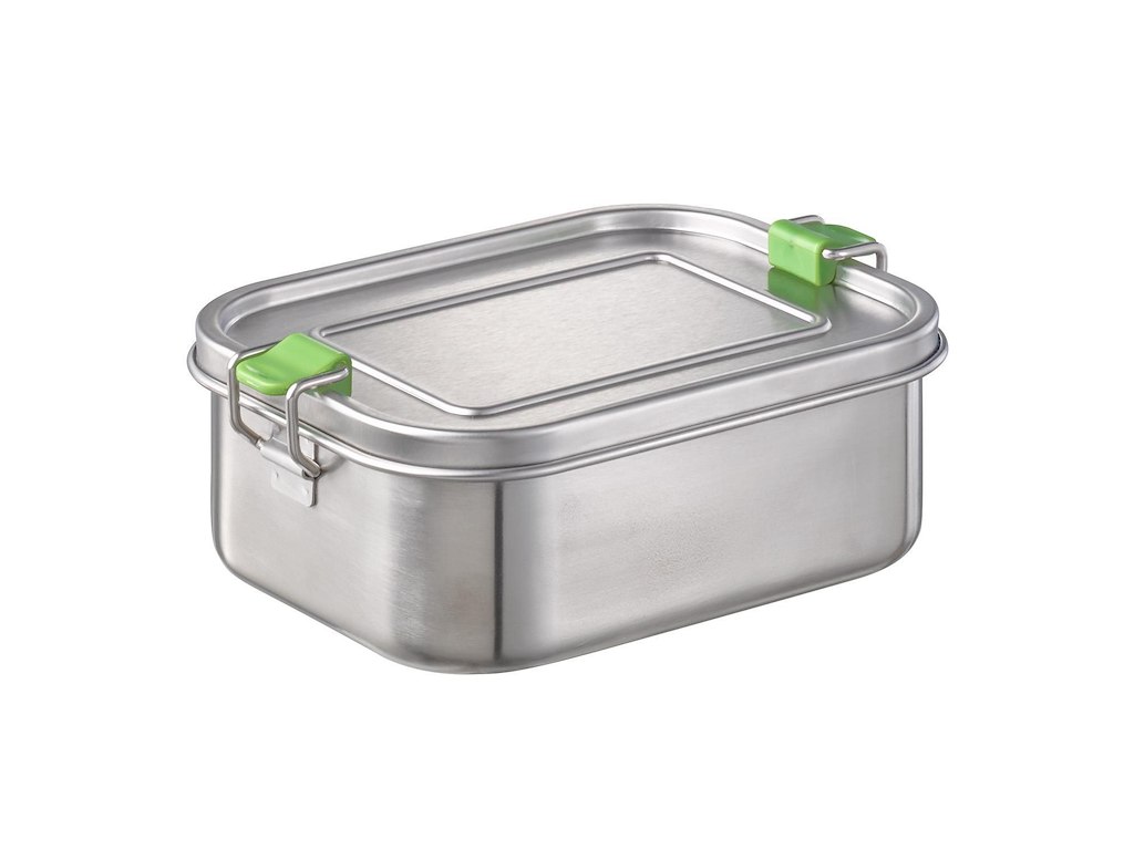 Madkasse med rumindeler og silikoneforsegling 0,8L 13.5x18.5x6.5cm rustfri stål