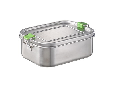 Madkasse med rumindeler og silikoneforsegling 0,8L 13.5x18.5x6.5cm rustfri stål