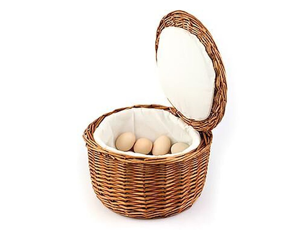 Kurv Ø26x17 cm med Stofindsats Rattan Flet Brun til Æg