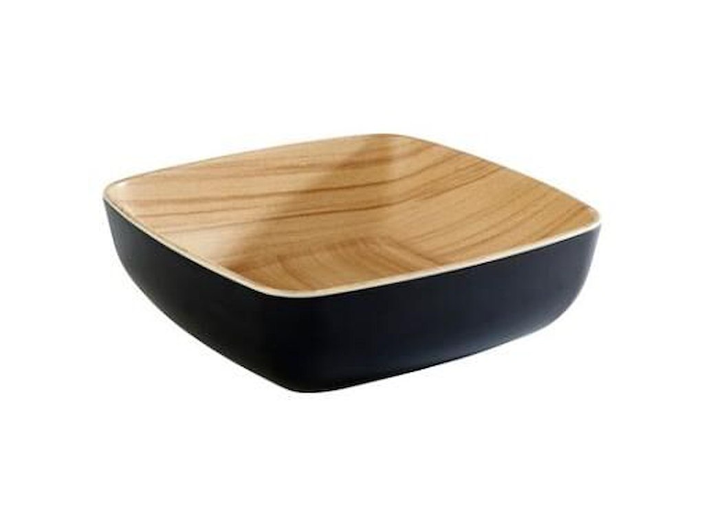 Skål Frida 0.85 ltr 16.5x16.5x5.5 cm Melamin Sort/Trælook