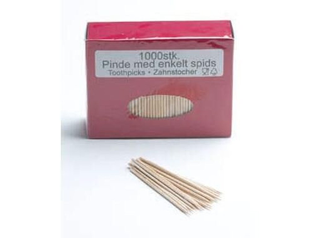 Tandstik 80 mm Spids i begge ender Løs i Æske Træ