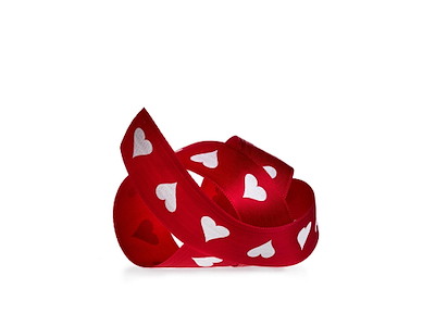 Silkebånd 25 mm x 25 m Hjerte