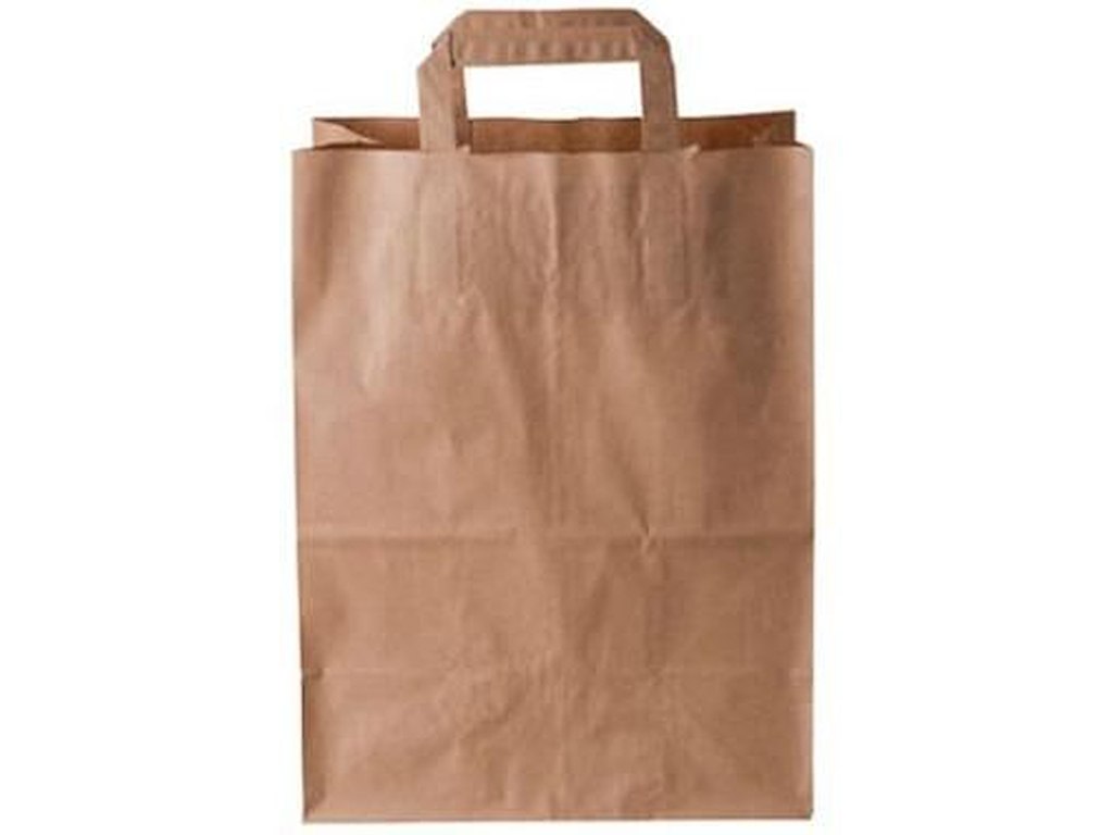 Bærepose 16 ltr 250x150x340mm 70 gr med Hank Papir Brun