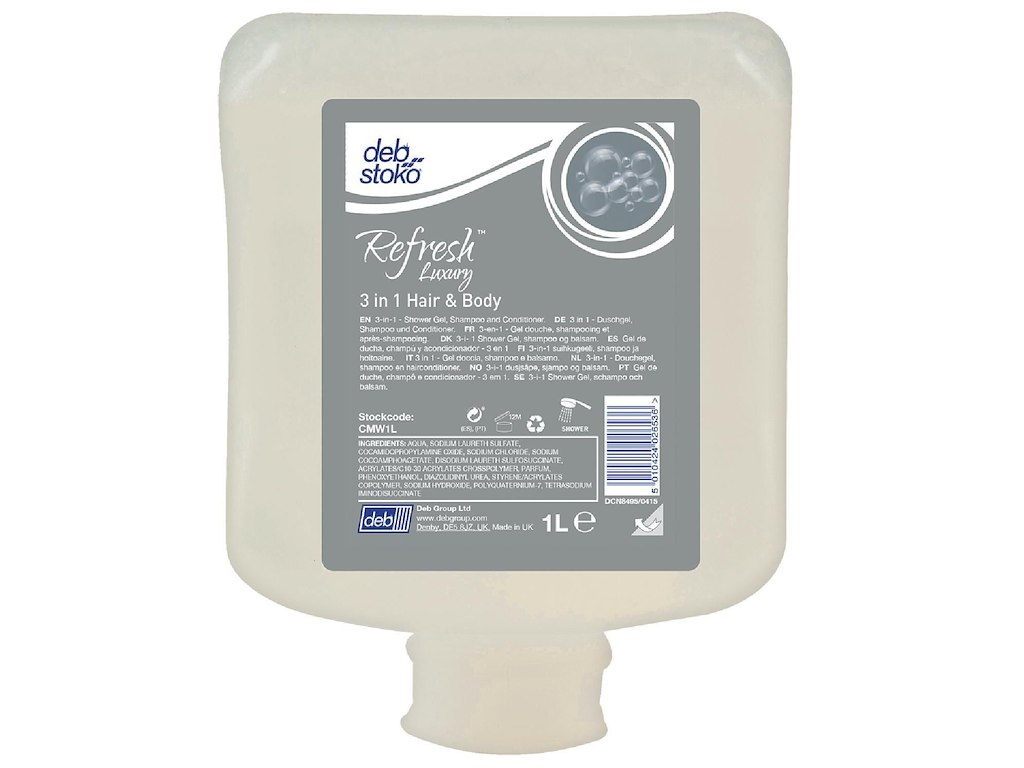 Cremesæbe Refresh Luxury 3i1 Hair and Body med Balsam/Parfume t Dispenser 1 ltr