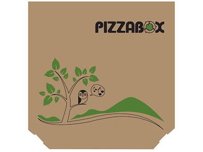 Pizzaæske TWK/242/E Treviso L29xB29xH3cm brun med tryk Pizzabox