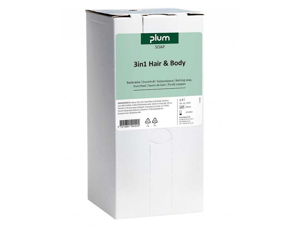 Cremesæbe PLUM 3i1 Hair and Body badesæbe til MultiPlum 2000 dispenser 1.4 ltr