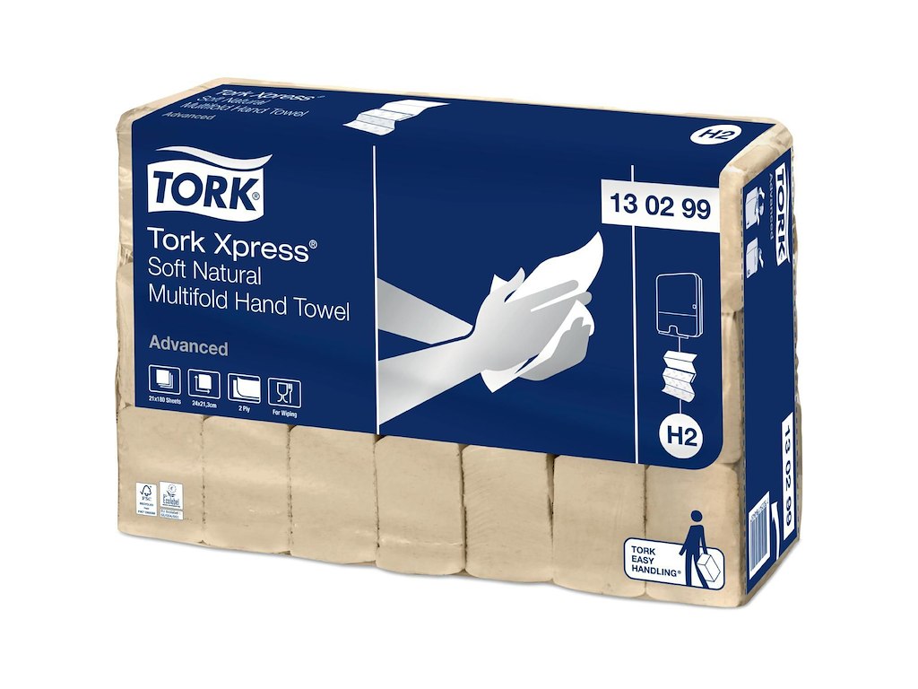 Håndklædeark Tork Advanced H2 Z-Fold 2-lag L24xB21.3xD8cm Genbrug Natur