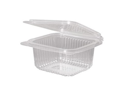 Plastbæger 500 ml 135x125x56 mm Firkantet Hængslet låg Bionedbrydelig PLA Klar