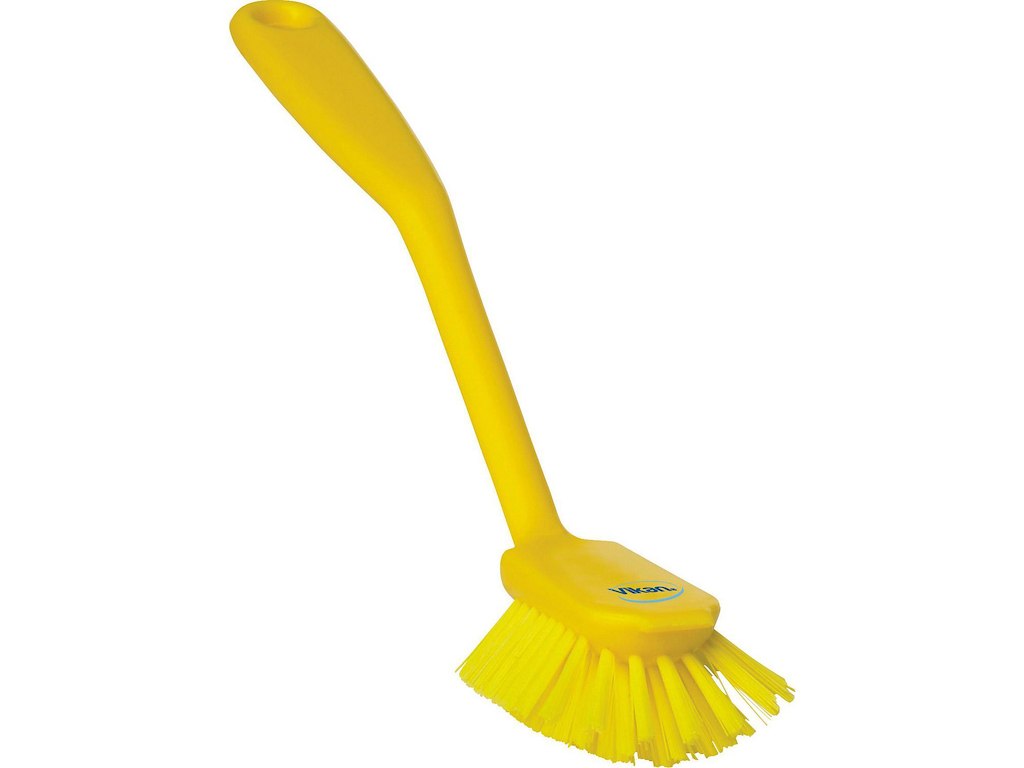 Opvaskebørste medium med skrabekant gul