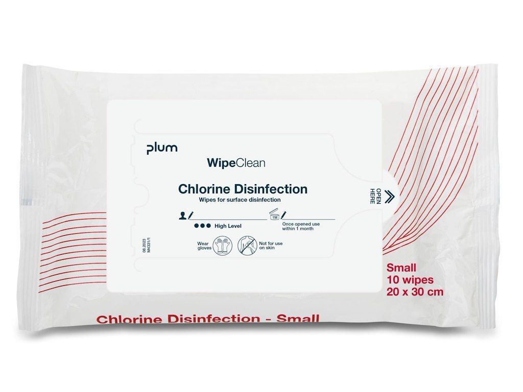 Desinfektion Serviet PLUM Disinfection wipe med Klor Small 30x20 cm
