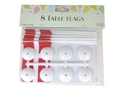 Flag Bordflag på fod Dannebrog 15.5x8cm Papir/Plast Rød/Hvid