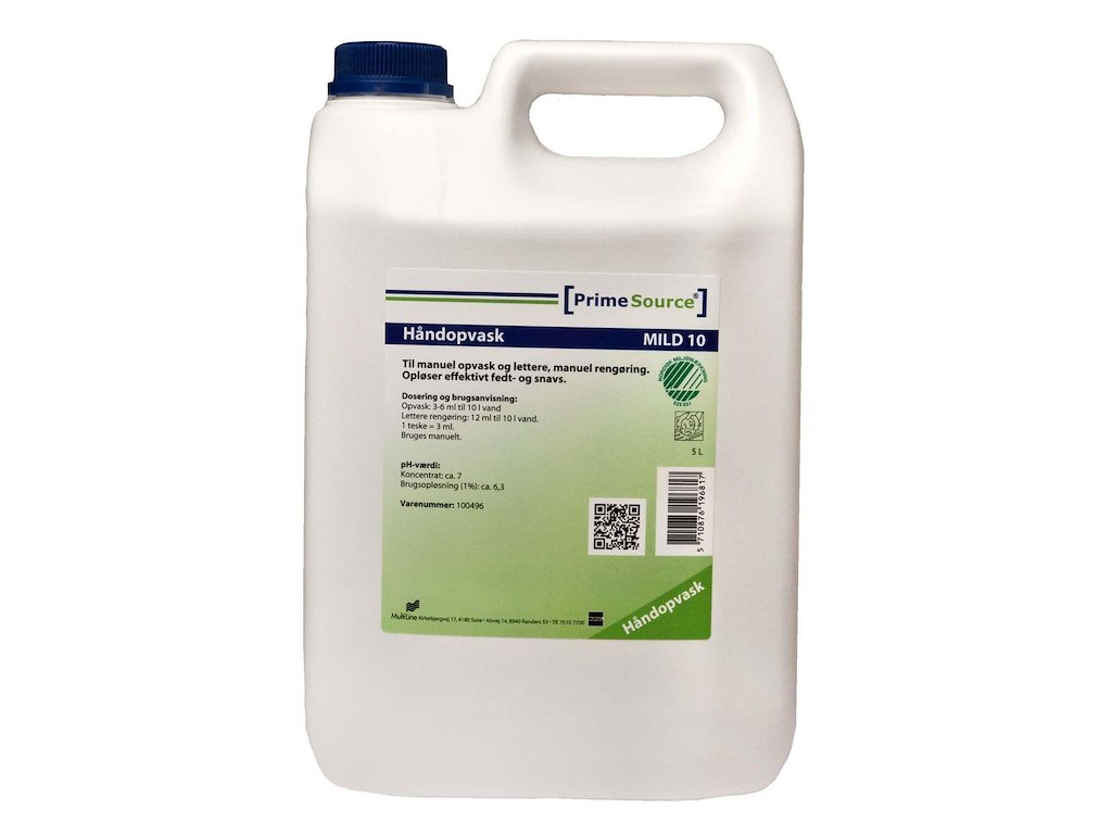 Håndopvask Prime Source Mild 10 Svanemærket uden Farve/Parfume 5 ltr