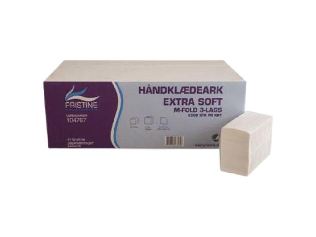 Håndklædeark Pristine Extra Soft M-Fold 3-lag L32xB20.6xD8cm Nyfiber Hvid