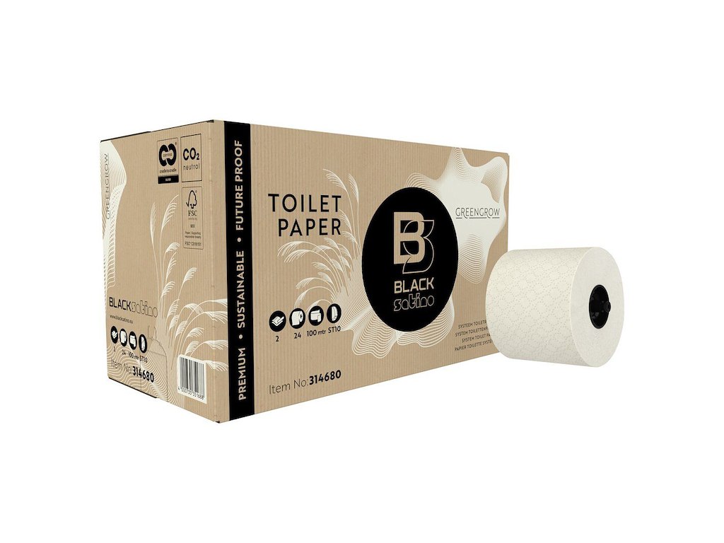Toiletpapir BlackSatino GreenGrow L9.8xB14cm 100m Papir 2-lag Natur