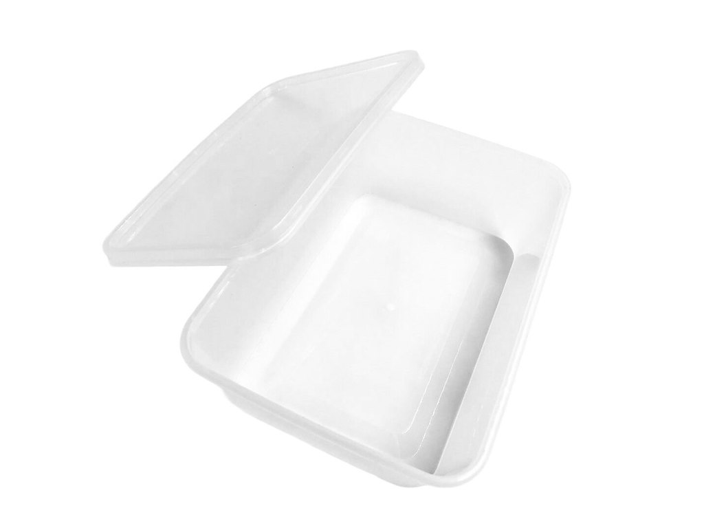 Plastbakke Nudelbakke 500ml 120x175x40mm med låg til microovn Klar