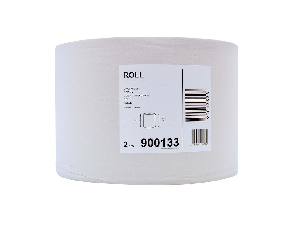 Aftørringsrulle Industri Tork W1 1-lag Ø37cm B23.5cmxL1150m Genbrug Natur