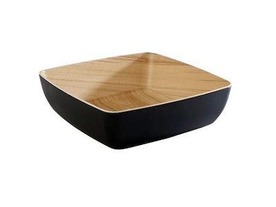 Skål Frida 2.65 ltr 25x25x7.5 cm Melamin Sort/Trælook