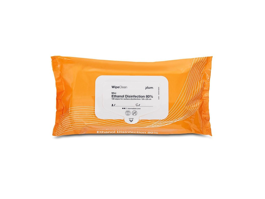 Desinfektion Serviet Plum WipeClean Ethanol Disinfection 80% Mini 20x20cm Orange