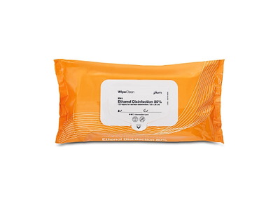 Desinfektion Serviet Plum WipeClean Ethanol Disinfection 80% Mini 20x20cm Orange