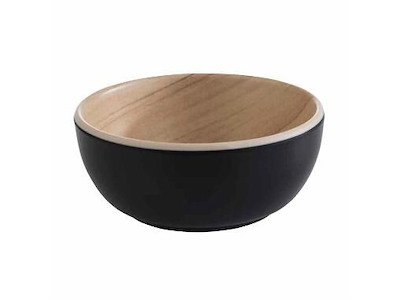 Skål Frida 0.1 ltr Ø8.5x3.5 cm Melamin Sort/Trælook