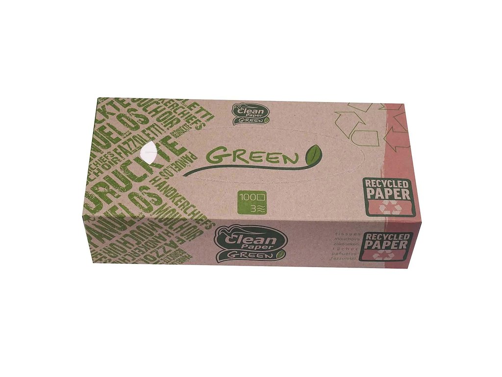 Ansigtsserviet Green 3 lag 20x21cm 100% genbrugs serviet og pakning