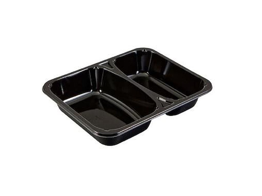 Bakke 2-rum 2227-2K 227x178x43 mm CPET Sort OMPAK 4 ps x 90 stk/krt