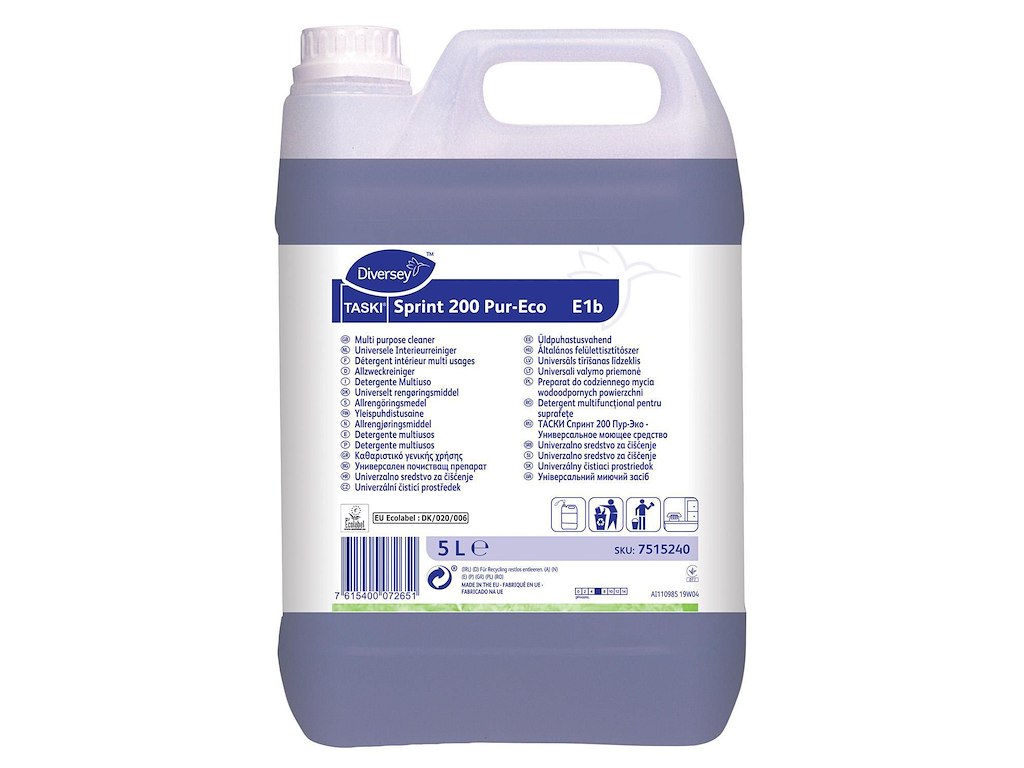 Universalrengøring Sprint 200 Pur-Eco med Farve/Parfume Ecolabel 5 ltr Blå