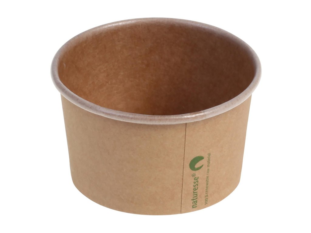 Isbæger 180 ml 5 oz Ø85x52 mm kraft pap PLA Brun