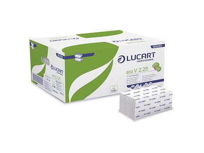 Håndklædeark Lucart Eco V-Fold L25xB21cm 2-lags Ecolabel Hvid