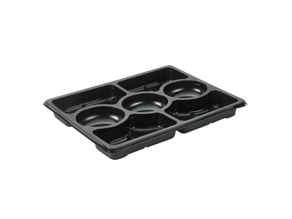 Bakke Zen Tapas 7-rum Rektangulær 1518ml L320xB250xH33mm RPET Sort