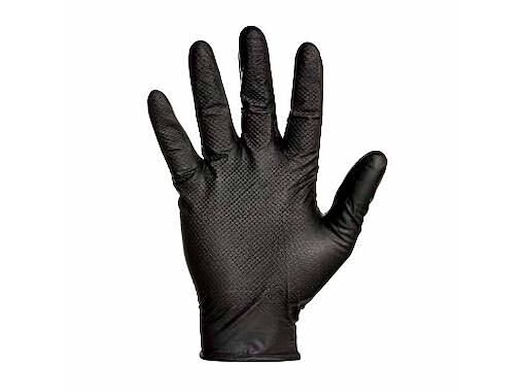 Handske engangs Grippaz 246BK Str M Nitril uden velourisering 0,15 mm Sort