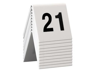 Bordskilt Securit nr 21-30 5x4x5 cm Akryl Hvid