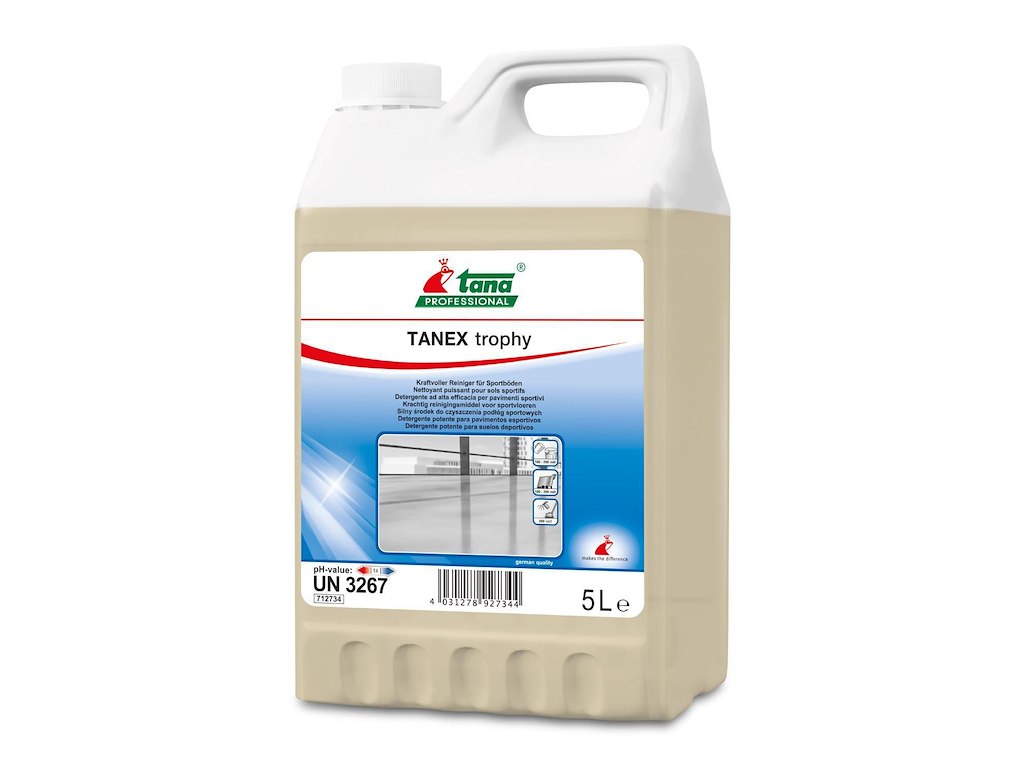 Gulvrengøring Tanex Trophy 5ltr med Parfume Maskine til sportsgulve