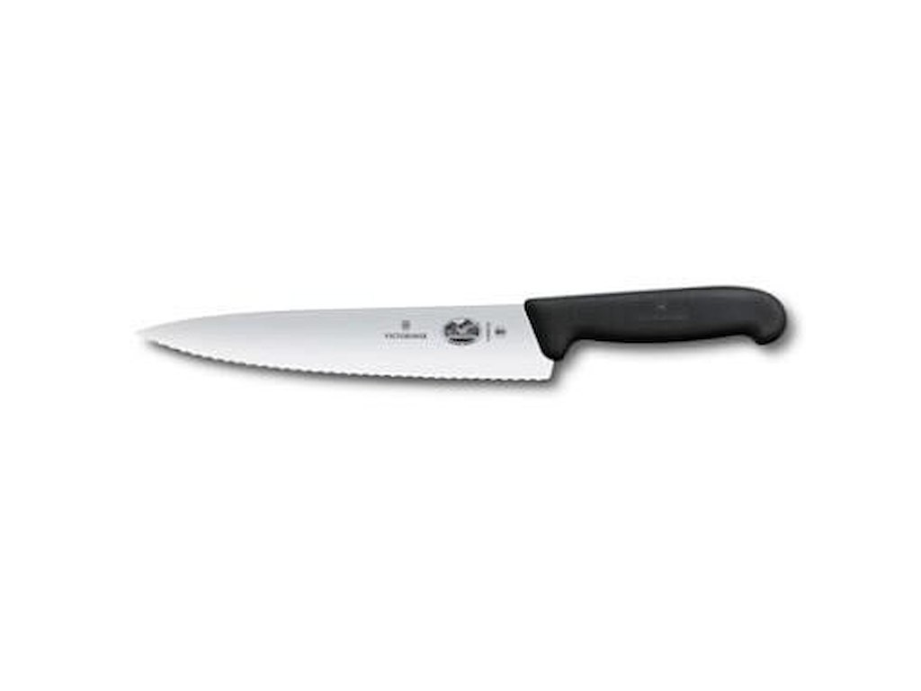 Kokkekniv Victorinox 22 cm Bølgeskær med Fibrox greb Sort