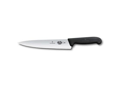 Kokkekniv Victorinox 22 cm Bølgeskær med Fibrox greb Sort