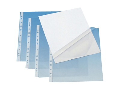 Plastlomme Q-connect klar åben top/side 0,08mm præget A4 PP