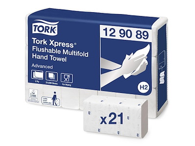 Håndklædeark Tork Advanced H2 Z-Fold 2-lag L24xB21.3xD8cm Nyfiber Hvid Flush