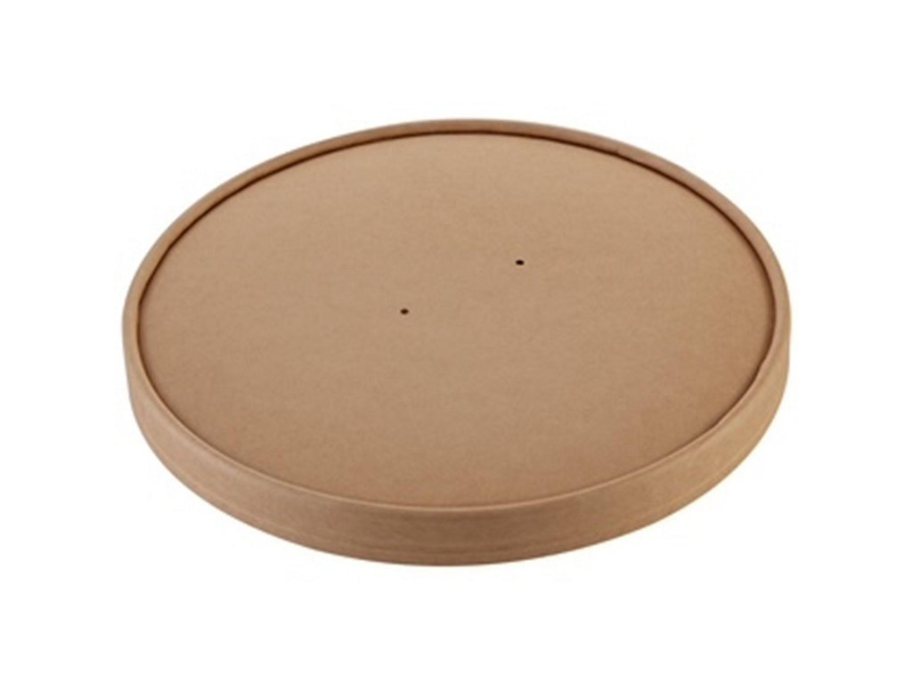 Låg Pap Ø185 mm PE-belagt m/ventilationshul Kraft Brun til salatbæger
