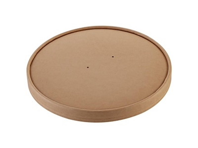 Låg Pap Ø185 mm PE-belagt m/ventilationshul Kraft Brun til salatbæger