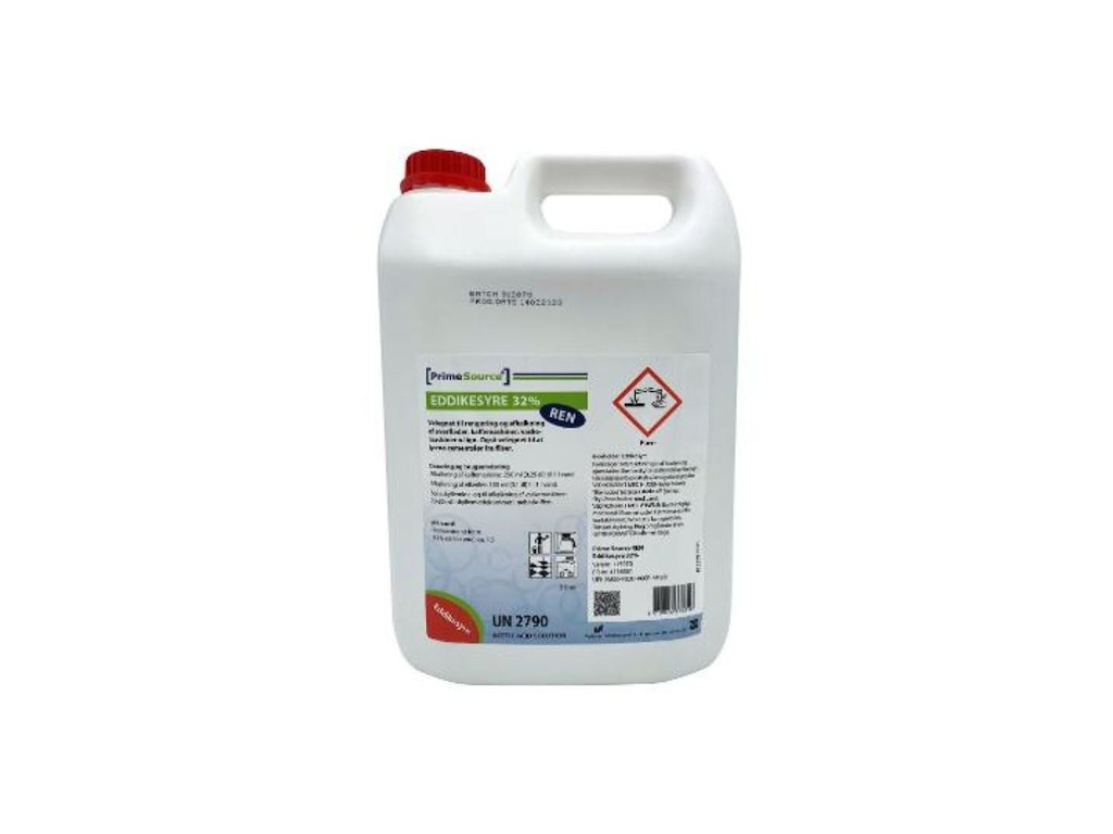 Eddikesyre 32% Prime Source REN til afkalkning - 5 liter