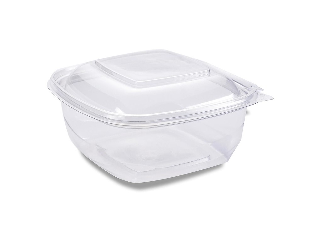 Plastbakke SquarePac 750 ml 179x174x50 mm Hængslet låg APET Klar